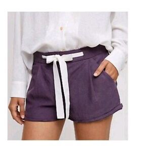 ARITZIA WILFRED ALLEGRA LINEN-BLEND SHORTS Purple SZ 10